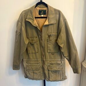 Orvis Green Military Field Jacket Durable Cotton Design Size Large